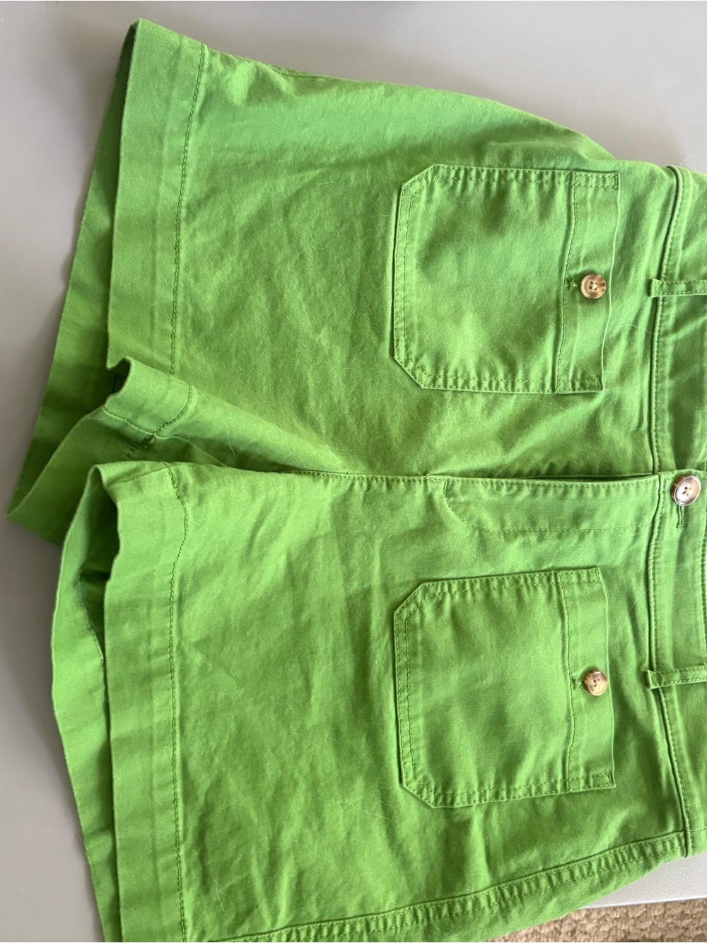 LOFT Bright Green Cotton Palmer Shorts with Front Patch Pockets